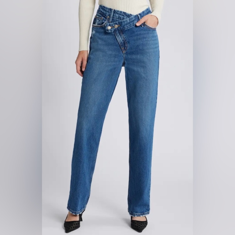 Good American-NWT Good '90s Double Button Crossover Jeans